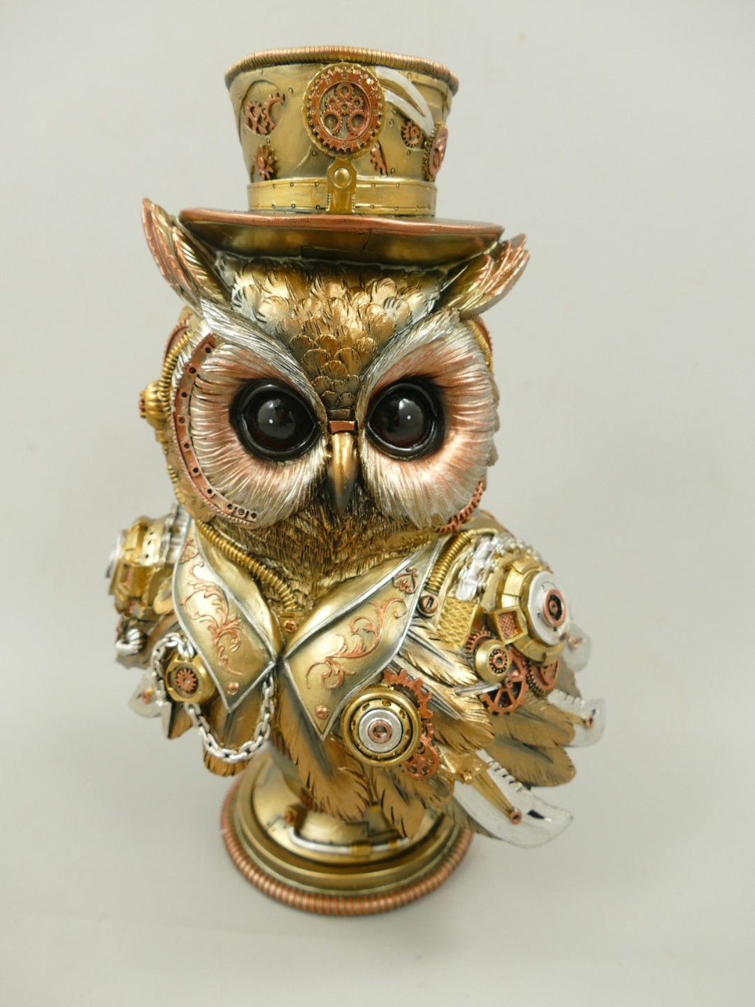 Figur Polystein Steampunk Eule farbig H.35cm