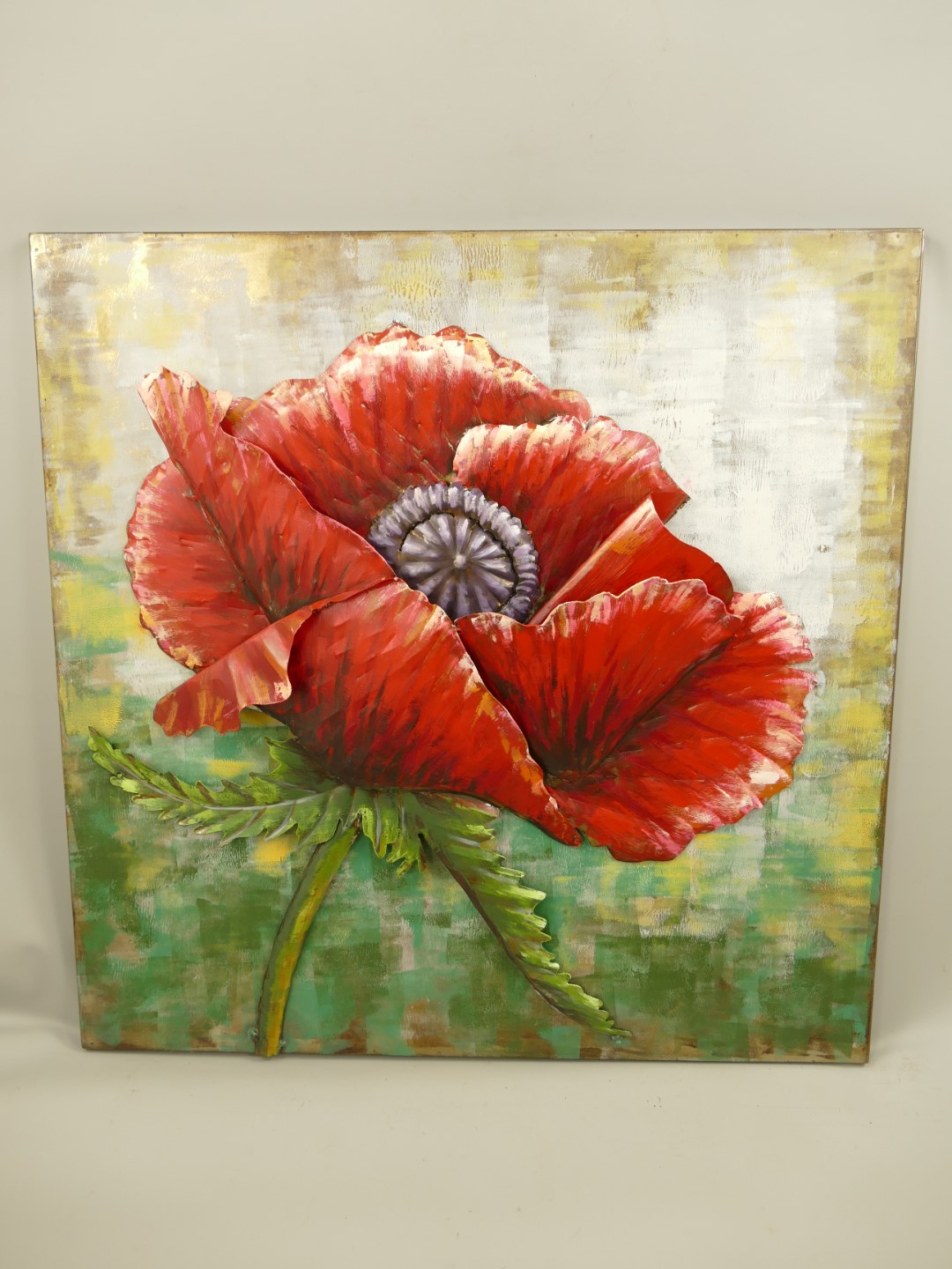 (*)Metallbild(3D)Eisen Blumen H.80x80cm