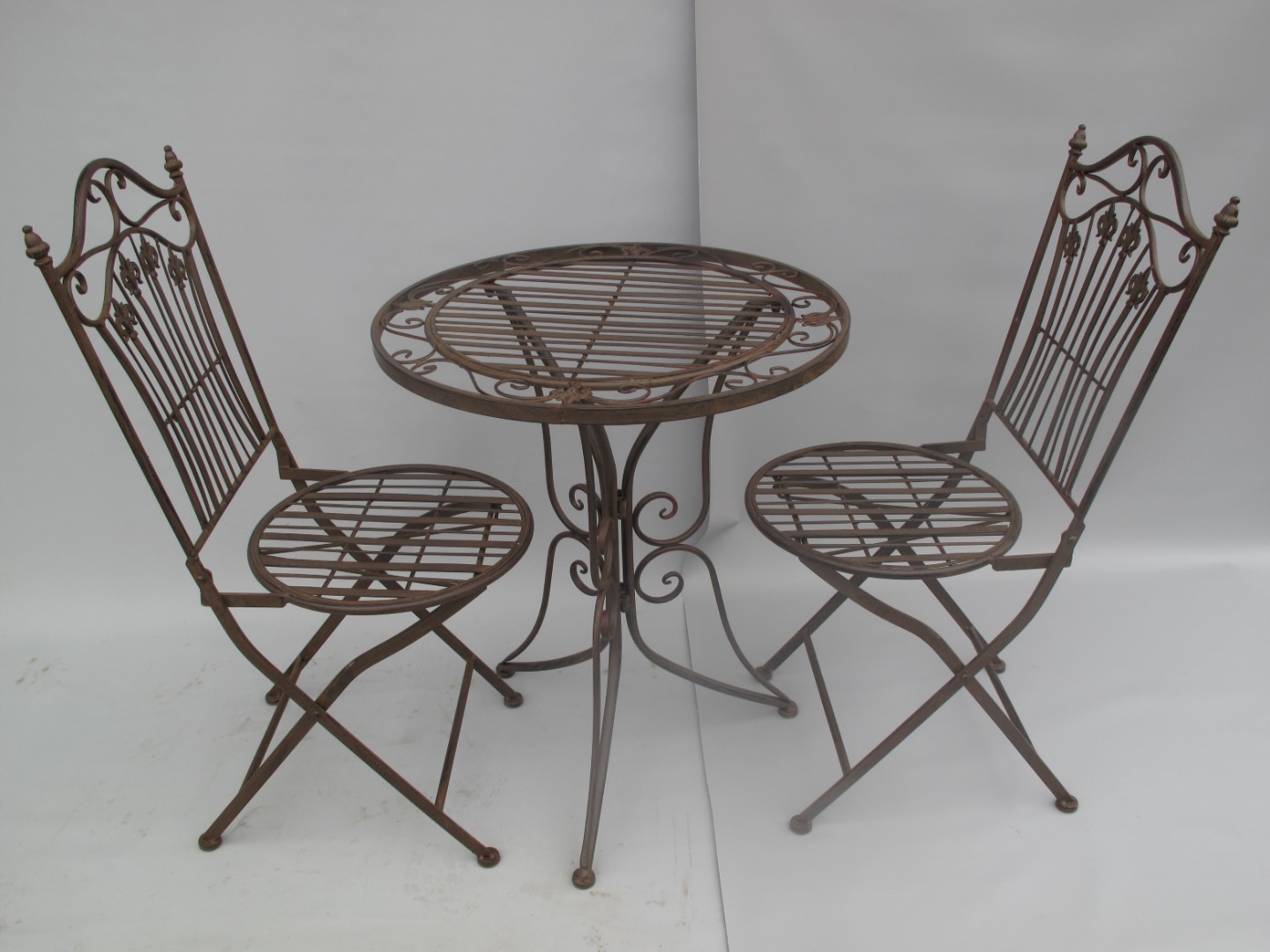 *NT 2Stuhl/Tisch(70) H.93cm Eisen rust BRAUN SET!!